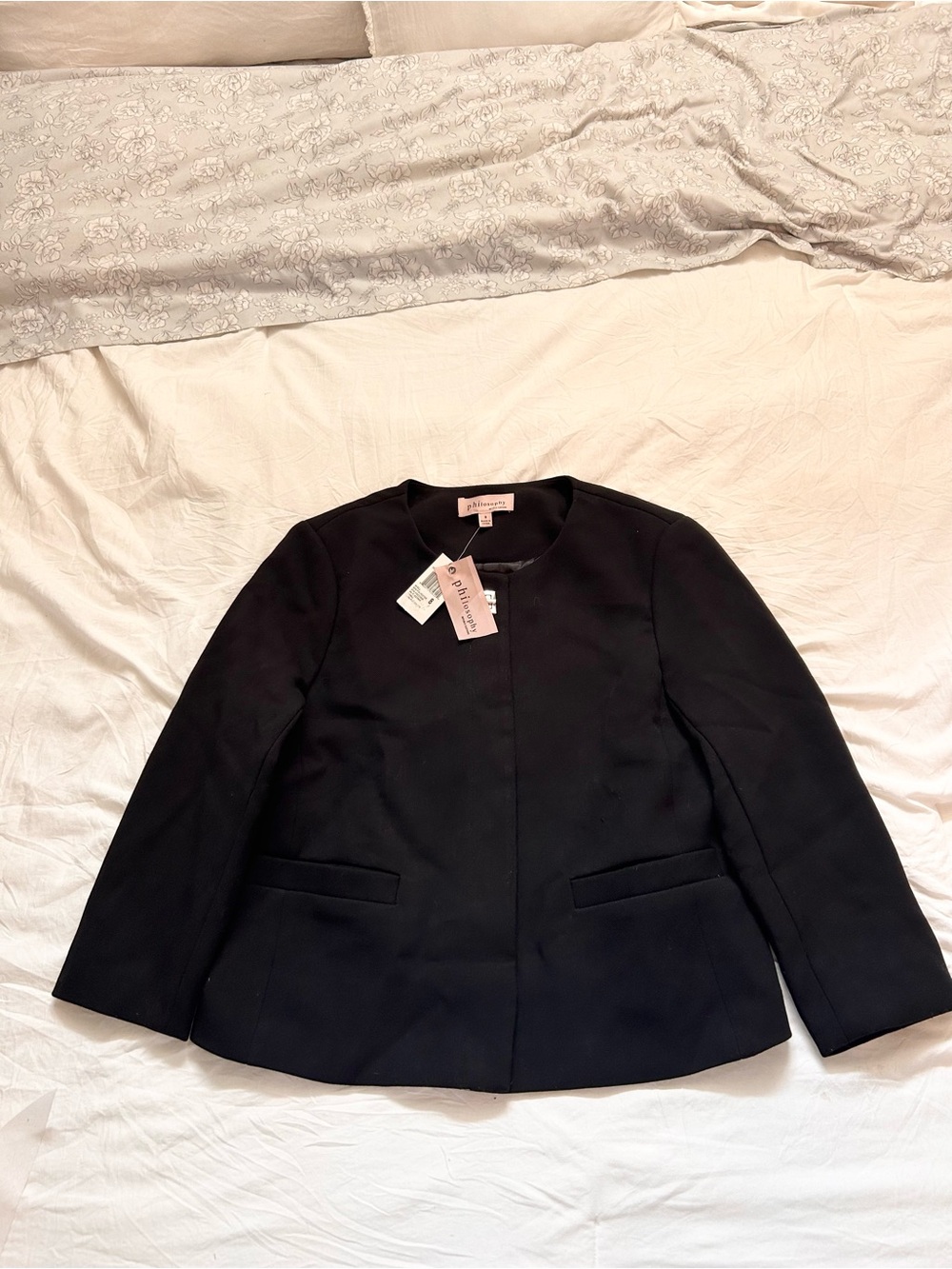 Black Women's Philosophy Collarless Blazer Jacket